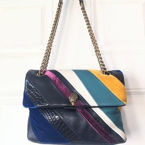 Large Leather + Velvet Jewel Tone Kurt Geiger Kensington Bag